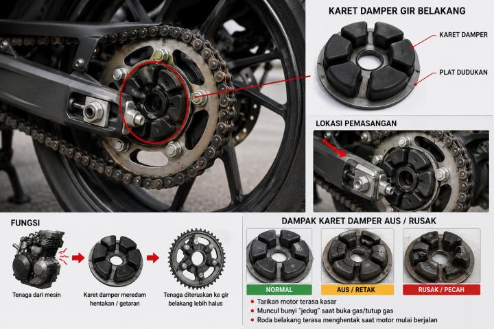 Jarang Diketahui, Karet Damper Gir Belakang Punya Peran Penting pada Kenyamanan Berkendara